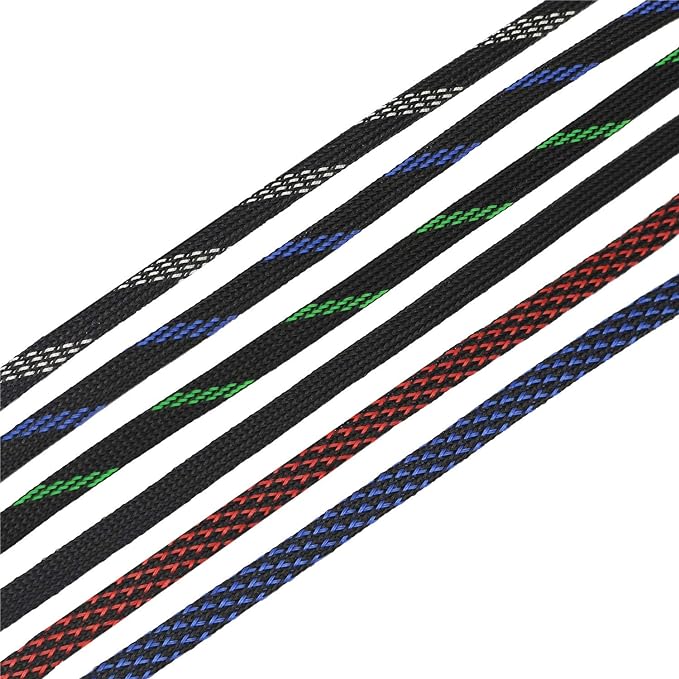 30ft PET Expandable Sleeving Wire Cable Sleeve (3/5", Steel Blue&Black)