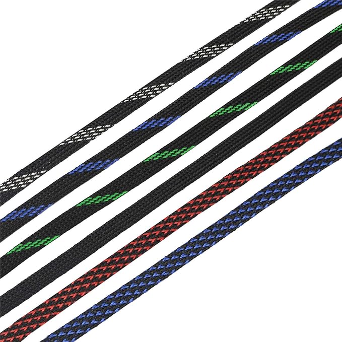 30ft PET Expandable Sleeving Wire Cable Sleeve (1/3", Blue&Black)