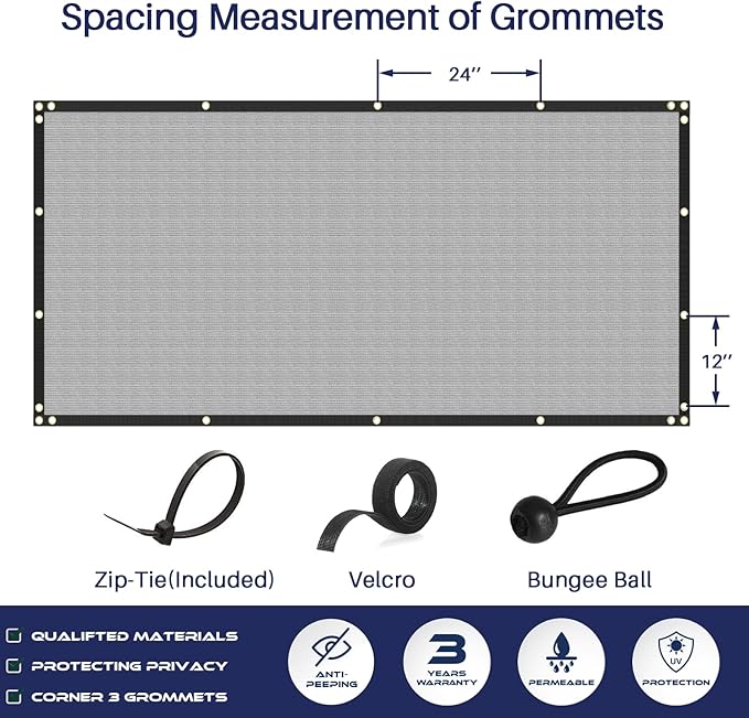 Windscreen4less Privacy Fence Screen Heavy Duty Windscreen Fencing Mesh Fabric Shade Net Cover with Brass Grommtes for Outdoor Wall Garden Yard Pool Deck, 6'x281' Light Gray