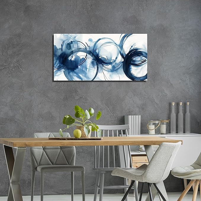 WVMAPTA Blue And White Pictures Wall Decor For Living Room Abstract Wall Art For Office Minimalist Prints Wall Art For Bedroom Size 20 x 40 Inch