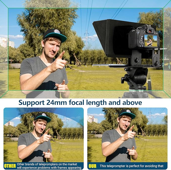 i2/12-inch professional teleprompter, tempered optical glass, all-metal structure, equipped with remote control and dedicated app, compatible with a wide range of devices