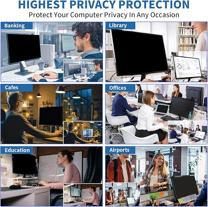 DEJIMAX 〔2-Pack〕 27 Inch Computer Privacy Screen Filter for 16:9 Monitor, Anti-Blue Light, Anti-UV Blue Light Blocking Removable Privacy Protector Shield, Hanging Type
