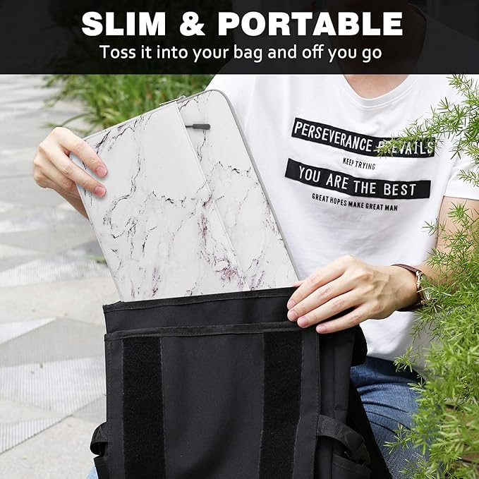 MoKo 9-11 Inch Tablet Sleeve Bag Carrying Case Fits New 11 inch iPad Air M3, iPad A16 2025, iPad Pro 11 M4/Air M2, iPad Air 5/4/3th, iPad 10/9/8/7th, Marble