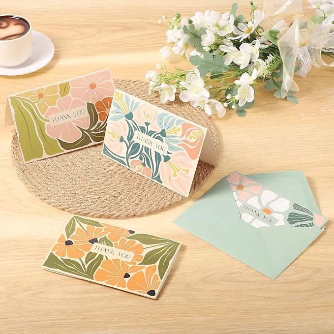 Thboxes Thank You Cards with Envelopes, 36 Pack Thank You Cards Bulk with Envelopes & Stickers 4x6 Inch Greeting Card for Birthday, Wedding, Baby Shower, Graduation, Bridal Shower, Business