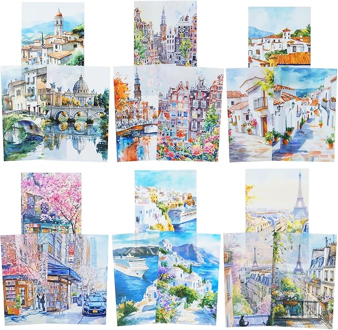 AuriicLeaf Travel Scenery PET Sticker Set, 60PCS Large Landscape Scrapbook Supplies for Journaling, DIY Crafts and Planner
