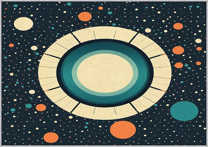 Mid Century Modern Rugs 4x6, Abstract Retro Washable 4 x 6 Area Rug for Living Room, Bedroom, Low Pile Non Slip Stain Resistant Carpet, Mid Century Home Decor Accessories & M897