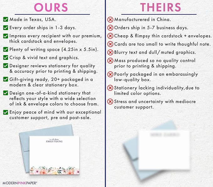 Personalized Floral Stationery Set, Personalized stationary for Women, Your Choice of Colors and Quantity