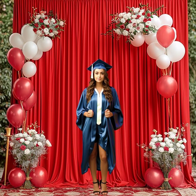 Red Backdrop Curtain for Parties Wedding Wrinkle Free Red Photo Curtains Backdrop Drapes Fabric Decoration for Birthday Party Baby Shower Christmas 5ft x 8ft,2 Panels