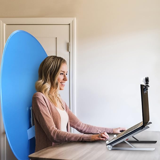 Webaround Big Shot 56" | Blue | Portable Collapsible Webcam Backdrop | Attaches to Any Chair | Wrinkle-Resistant Fabric | Ultra-Quick Setup and Takedown | Perfect for Zoom, Webex, Teams, etc.