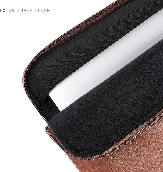 Comfyable Slim Protective Laptop Sleeve 14 Inch Snugly Compatible with MacBook Pro 14-inch M5 M4 M3 M2 M1 Pro/Max 2025, PU Leather Bag Waterproof Cover Notebook Computer Case for Mac, Brown