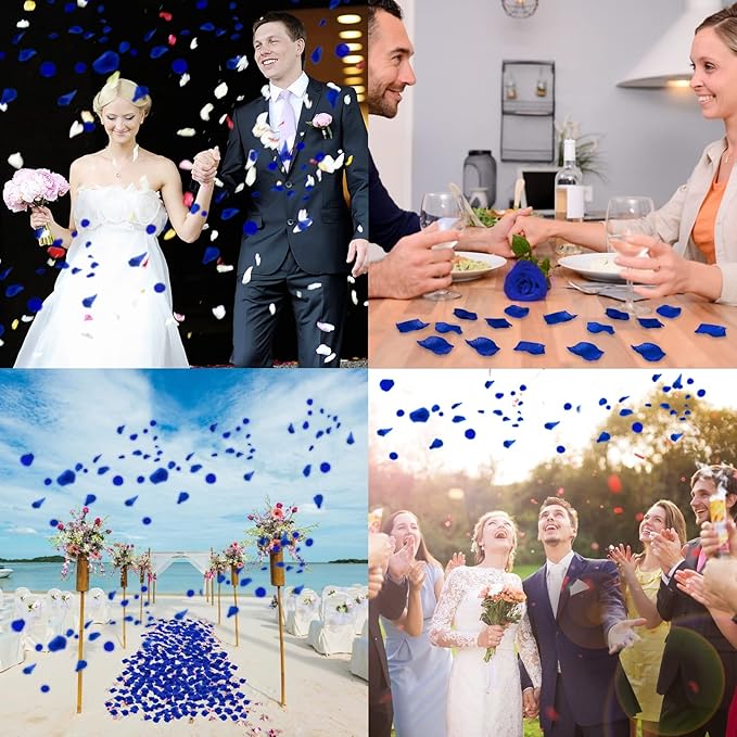 Ouddy Decor 3000 Pcs Rose Petals Artificial Flowers for Valentine's Wedding Decor Romantic Night Bridal Party Home Decorations, Blue