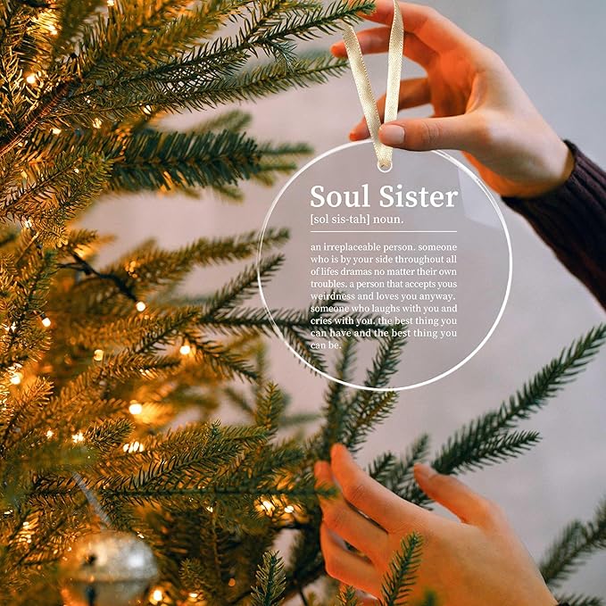 Best Friend Christmas Ornament for Soul Sisters,Soul Sister Friendship Gifts for Women Sisters Best Friends Bestie BBF,Acrylic Friendship Coworker Ornament Gift for Christmas Decoration Birthday Ideas