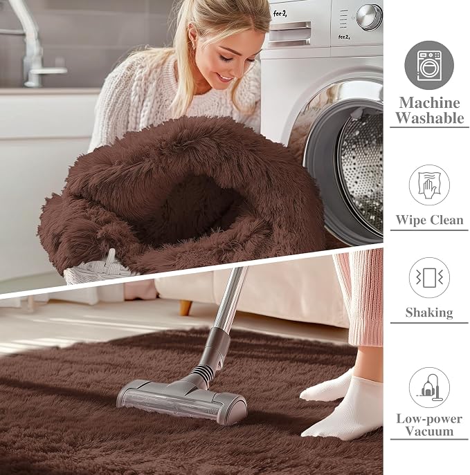OLANLY 6x8 Machine Washable Large Area Rugs for Living Room, Bedroom, Soft Fluffy Shaggy Bedside Rug, Indoor Floor Carpet for Kids Girls and Boys, Dorms, Nursery, Home Decor Aesthetic, Coffee