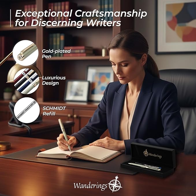 Premium Ballpoint Pen with German Ink – Perfectly Balanced for a Superb Writing Experience, 24K Gold Plated Green – Soft Sage Green- Includes a Schmidt Refill in a Giftable Presentation Case