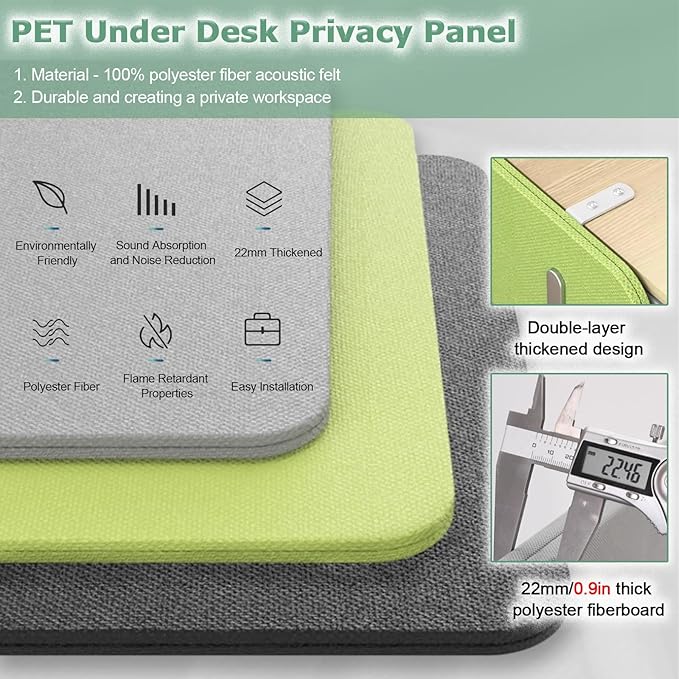 Under Desk Floor Length Privacy Panel, Desk Divider Sound Proof Privacy Shields for Under The Table Privacy Panels for Students and Office(LxH 60x60cm/24x24in)