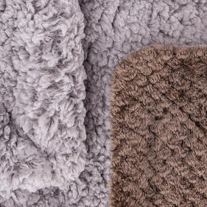 Fuzzy Sherpa Reversible Blanket for Baby, Soft Warm Cozy Coral Fleece Toddler, Infant or Newborn Reversible Blanket for Crib, Stroller, Travel, 30”×40”, Eagle Grey