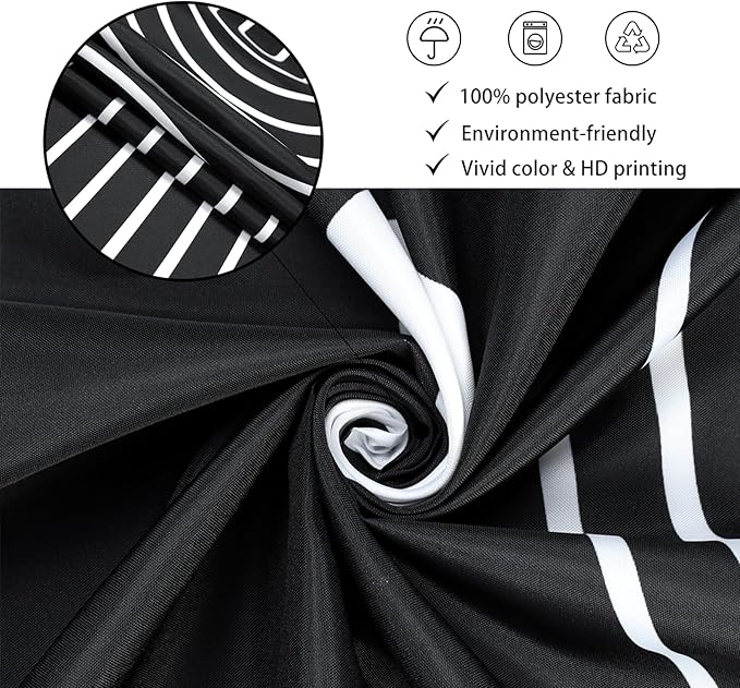 Black and White Extra Long Shower Curtain, Boho Minimalist Mid Century Modern Arch Geometric Machine Washable Waterproof Fabric for Bathroom Bathtub Decor with Hooks 72Wx84H