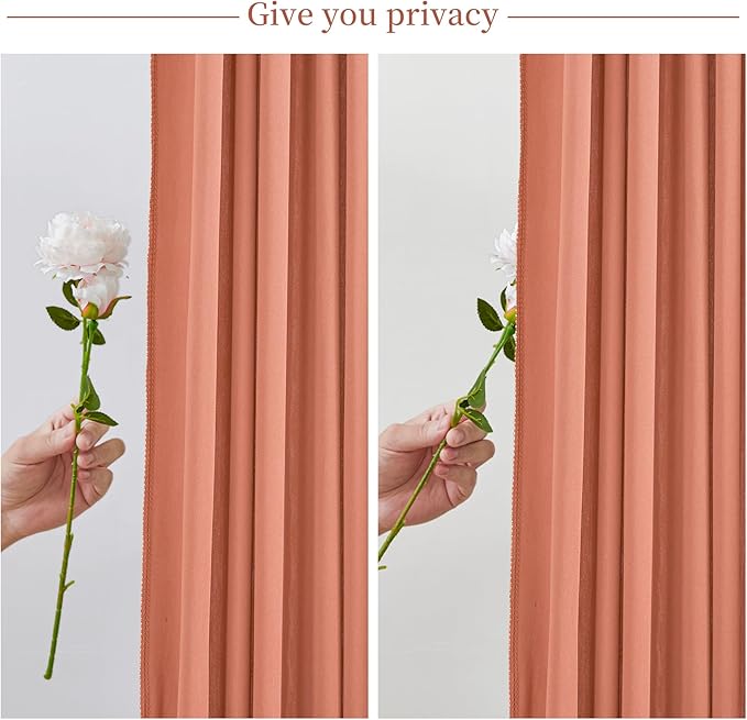 Rust Backdrop Curtain for Parties Wedding Wrinkle Free Red Photo Curtains Backdrop Drapes Fabric Decoration for Birthday Party Baby Shower Christmas 5ft x 7ft,2 Panels