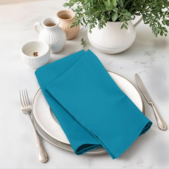 Zoyer Cloth Napkins Set of 12, 18x18 Inches Cotton Enrich Napkins Cloth ‎Washable, Soft & Durable Dinner Napkins for Parties, Wedding, Christmas, ‎Thanksgiving & Everyday Use - Teal