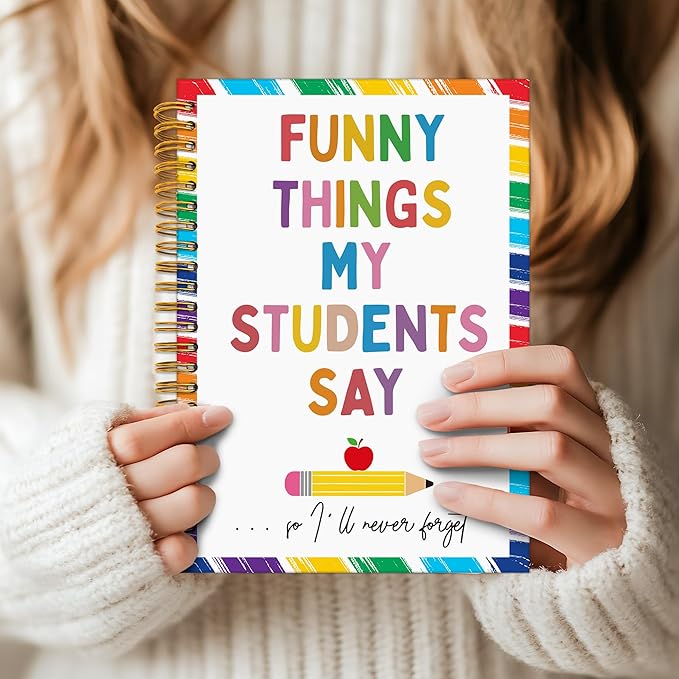 TWRVI Teacher Spiral Notebook, Teacher Appreciation Gifts College Ruled Notebook Journal for School Office Supplies, Funny Things My Students Say Journaling Notebooks 5.5"x8.3" 164 Pages
