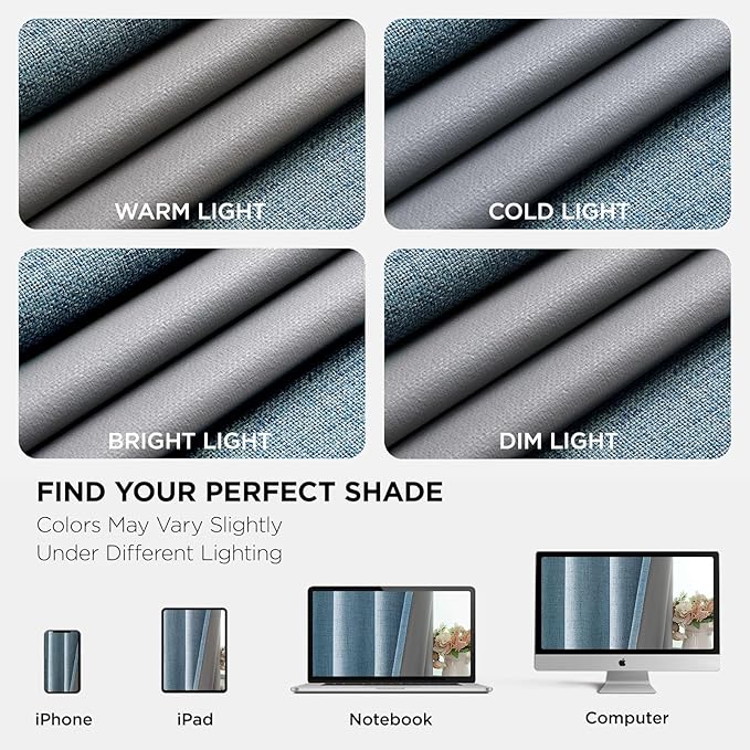 Joydeco Light Blue Blackout Curtains 84 Inches Long, Curtains 84 Inch Length 1 Panel for Bedroom, Thermal Insulated Linen Black Out Curtains with Grommets(100x84, Light Blue)