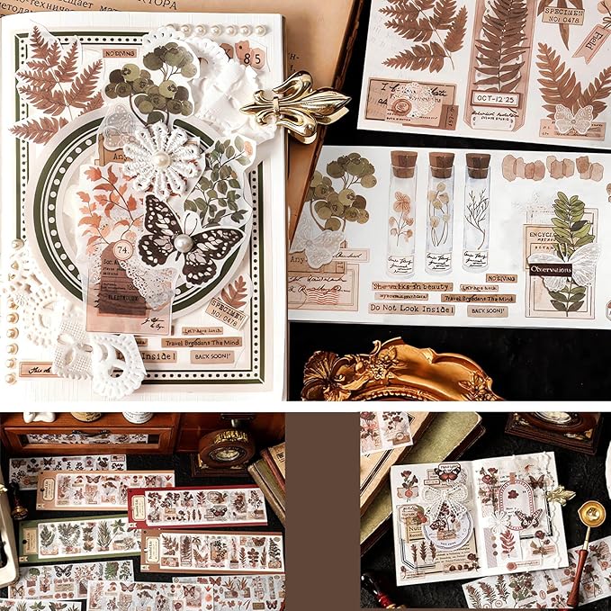 Ptyism 426 Pcs/24 Sheets Stickers for Scrapbooking,Sticker for Journaling Scrapbooking Stickers for Scrapbooking Art Journal Bullet Journal Accessories