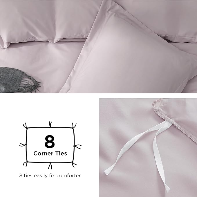 Bedsure Duvet Cover Full Size - Soft Double Brushed Bedding Set for Kids & Adults, Zipper Closure, 3 Pieces, Includes 1 Duvet Cover (80"x90") & 2 Pillow Shams, NO Comforter, Pink Mocha