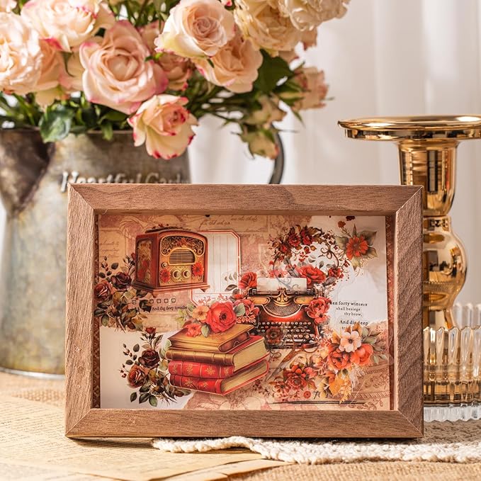 MiyouLuna 240Pcs PET Scrapbook Stickers Vintage Floral Designs for Scrapbooking DIY Crafts Waterproof Journaling Supplies Junk Journal Ephemera with Storage Organizer