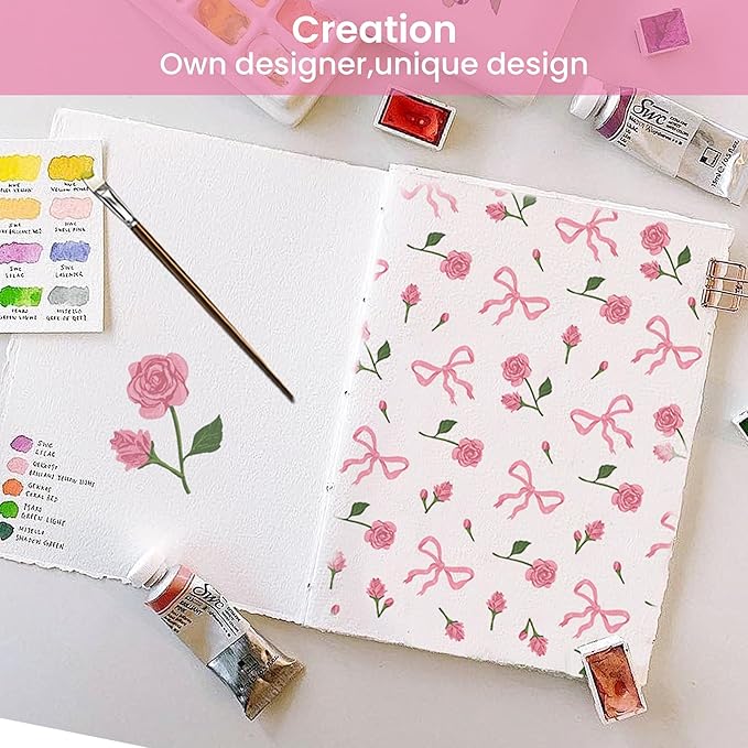 Softan Pink Floral Full Bed Sheets, Cozy Microfiber Flower Printed Sheets with 15" Deep Pocket Fitted Sheet & Non-Slip Straps, Patterned Pink Rose - Bow Sheets & Pillowcase Set