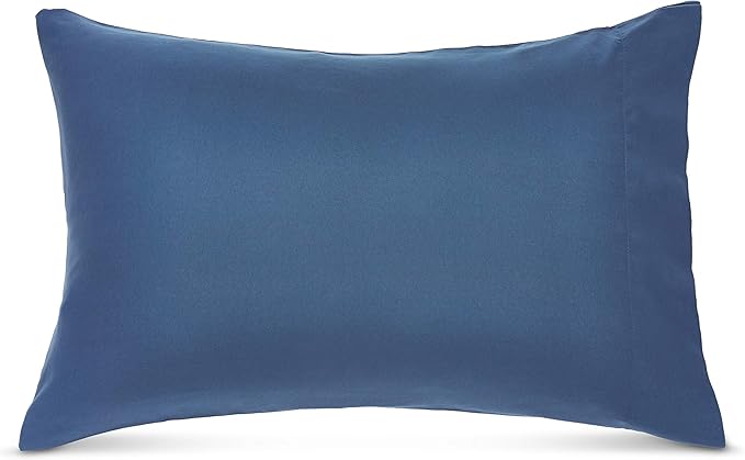 Amazon Basics Full/Queen Comforter Set with Sheets, 7-Piece Blue Calvin Striped Bedding, Lightweight Microfiber Bed-in-a-Bag