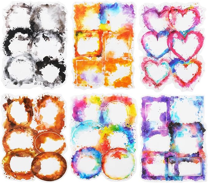 AuriicLeaf Frame PET Sticker Set, 120PCS Watercolor Blending Borders for Scrapbooking, Journaling, and Craft Supplies