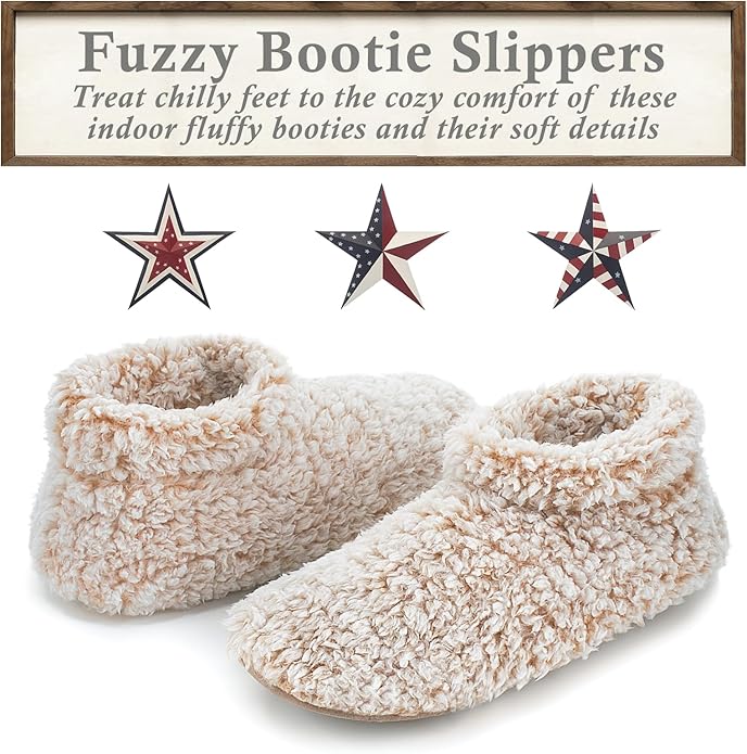 Cozylook Fuzzy Slippers for Women Indoor, Warm Bedroom Slip On Shoes, Winter Fluffy House Socks with Grippers, Cozy Christmas Gifts Unique
