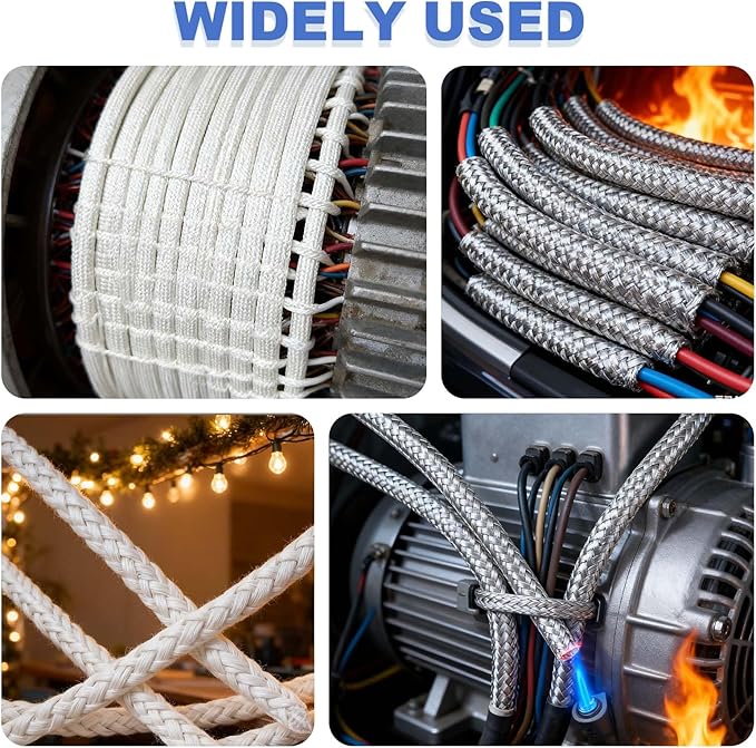 uxcell Insulation Cable Protector,2mm/0.08 Inch-30m/98 Feet High Temp Fiberglass Sleeve White