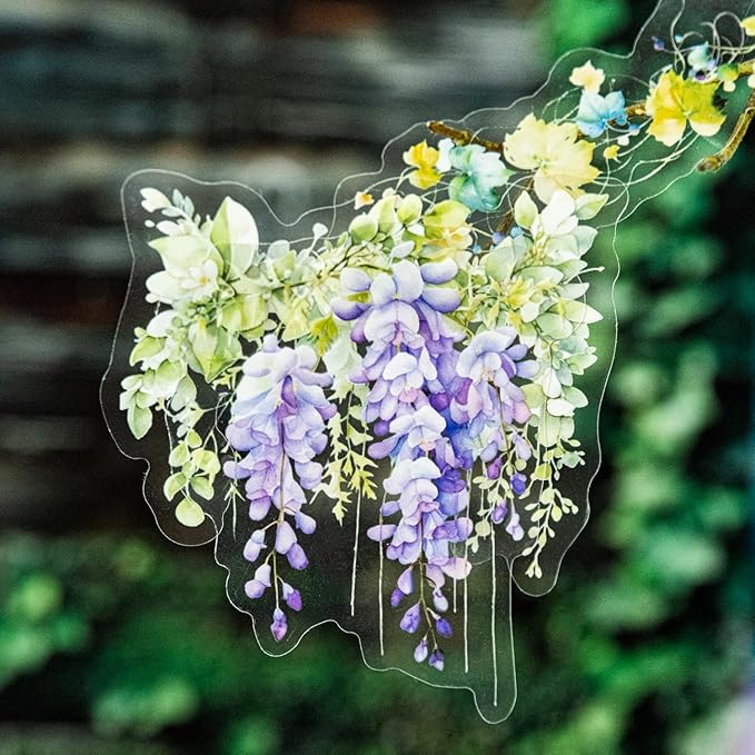 AuriicLeaf Floral Vine PET Stickers, 120 Pcs Large Botanical Ephemera for Scrapbooking, Journaling, DIY Crafting, and Art Supplies