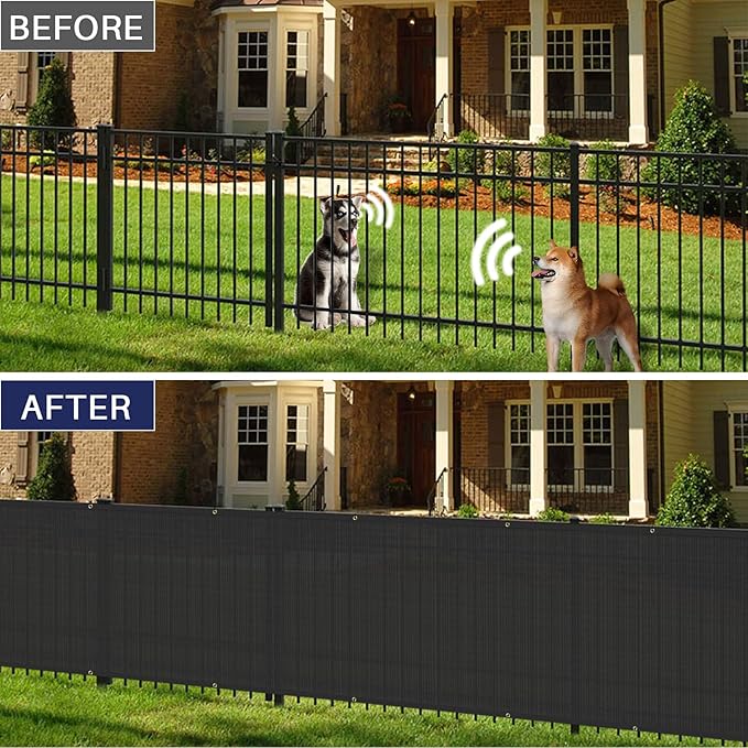 Windscreen4less Privacy Fence Screen Heavy Duty Windscreen Fencing Mesh Fabric Shade Net Cover with Brass Grommtes for Outdoor Wall Garden Yard Pool Deck, 6'x135' Black