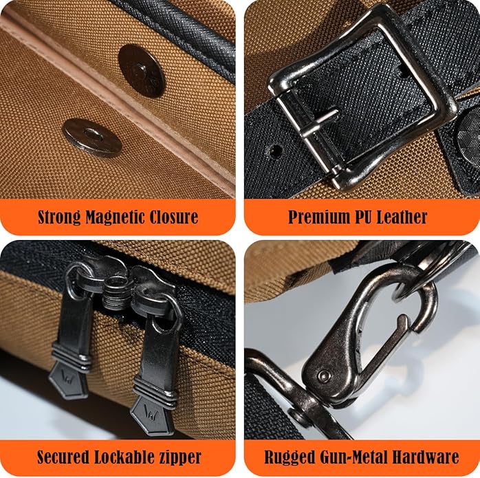WELKINLAND 17-Inch Laptop Briefcases for Men, 4-Compartments Business Briefcase for Men, 13Pockets Laptop Messenger & Shoulder Bags, Expandable Briefcases For Man, Compact Mens Messenger Bags For Work