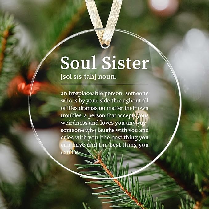 Best Friend Christmas Ornament for Soul Sisters,Soul Sister Friendship Gifts for Women Sisters Best Friends Bestie BBF,Acrylic Friendship Coworker Ornament Gift for Christmas Decoration Birthday Ideas