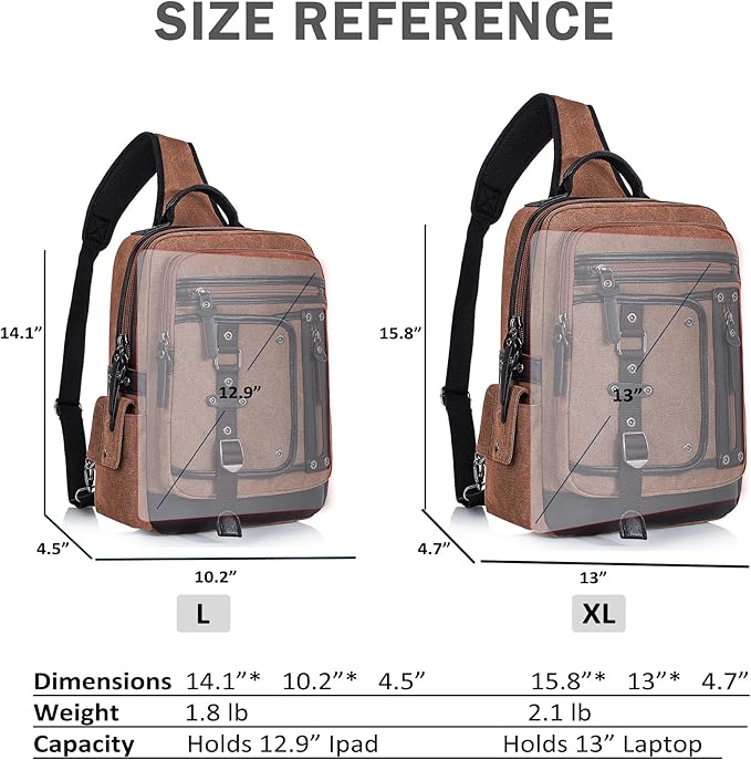 Schkleier Messenger Bag for Men Canvas Sling Bag Crossbody Backpack Laptop Shoulder Bag Hiking Daypacks Casual Tactical