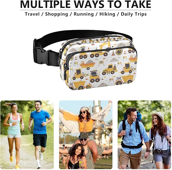 Funny Trucks Excavator Fanny Pack for Women Men Water Resistant Fashion Waist Packs with Adjustable Strap Belt Bag for Travel Workout Jogging Hiking 21219373