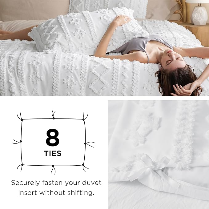 Bedsure Boho Duvet Cover King Size, Soft & Comfortable Elegant Design Boho Bedding for Decoration, Machine Washable Comforter Cover for All Seasons,Includes 1 Duvet Cover & 2 Pillow Shams,Purple