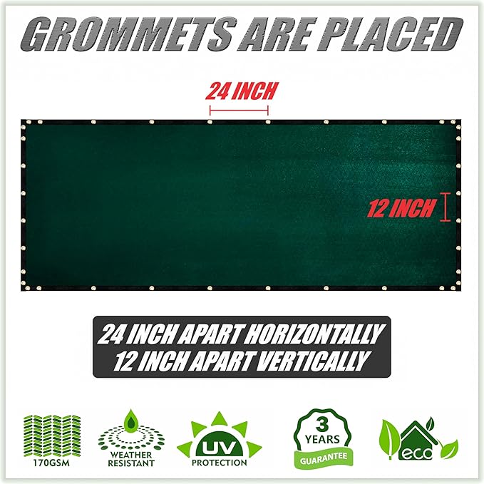 ColourTree 6' x 16' Black Fence Privacy Screen Windscreen Cover Fabric Shade Netting Mesh Cloth - Commercial Grade 170 GSM - Cable Zip Ties Included - We Make Custom Size