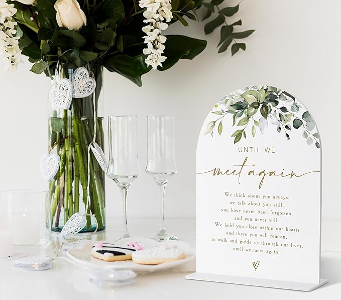Wedding Memorial Sign, Greenery Gold Bridal Shower Decorations, Memorial Table Sign, Wedding Signs for Ceremony and Reception, Engagement Party Desk Decorations, Wedding Table Acrylic Decor - 40