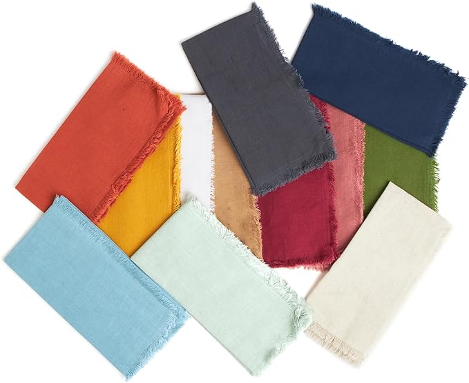 ACCENTHOME Olive Green Cotton Linen Napkin Set of 6 - 18x18 inch Dinner Napkins - Washable Soft Premium Hotel Quality Reusable Napkins Perfect for Family Dinners, Weddings & Everyday Use