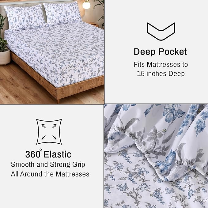 RUVANTI 100% Organic Cotton Sheets Twin XL, Percale Weave, GOTS Certified, 3-Piece Set, Deep Pocket 15", Crisp & Breathable, Soft Durable Bedding, Sábanas Algodón Orgánico – Deluxe