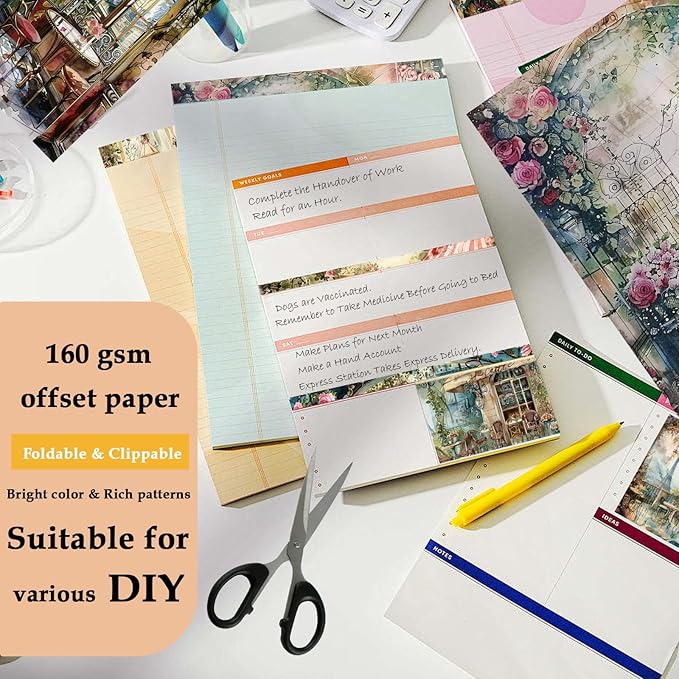 Scrapbook Paper,24 Sheets 6"x 6" Decorative Papers,Single-Sided Vivid Origami Decoupage Paper for Card Making,DIY Album, Hand Account & Travel Diary Craft Projects,Paris Cafeteria