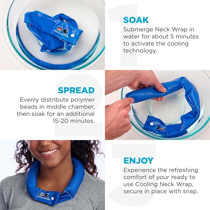 KOOLGATOR Evaporative Cooling Neck Wrap – Reusable Neck Cooler with Long Lasting Relief During Hot Weather Activities, Sports, & Outdoor Work, Golf Excuses, 3 Pack