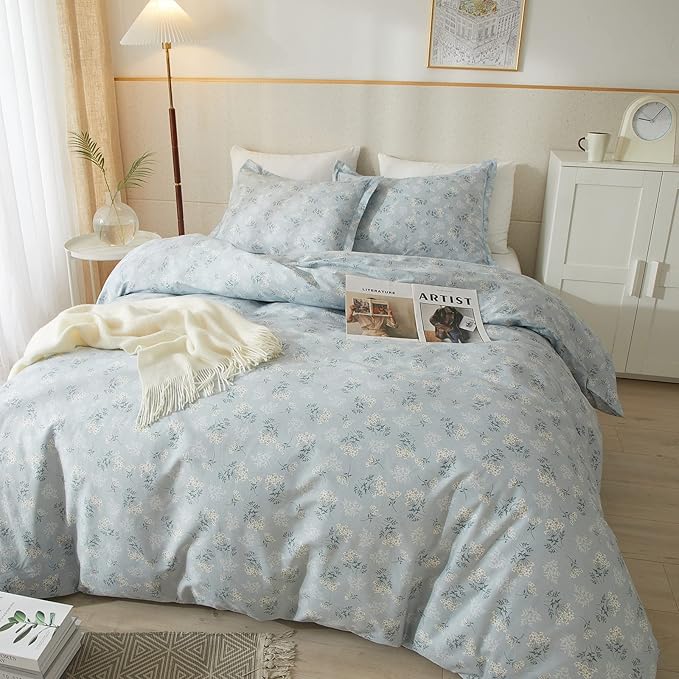 HighBuy Blue Flowers Bedding Comforter Sets for Twin XL Bed 3 Piece Vintage Floral Comforter Twin XL for Girls Teens Bedroom,Farmhouse Floral Comforter Fluffy Soft for All Season