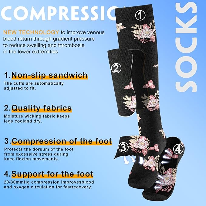 bropite Compression Socks for Women & Men 8 Pairs Circulation-Compression Socks 20-30 mmhg-Best for Running,Nurse,Travel,Yoga