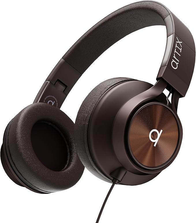 ARTIX CL750 Over Ear Headphones Wired with Mic & Volume Control, Audio with 100% Noise Cancelling Computer Wired, Plug in for Laptop, Dj Corded Studio Headphones