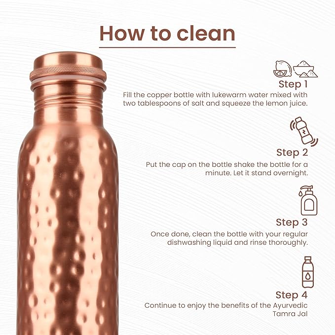 34 Oz Pure Copper Water Bottle Set – Leak-Proof Hammered Design with Tumbler, Carrying Bag & Smooth Finish Decorative – Copper Home Decore